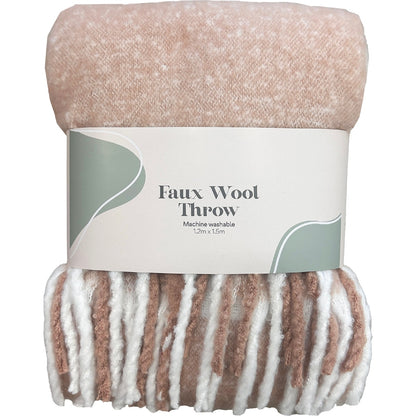 Faux Wool Throw Warm Taupe Each