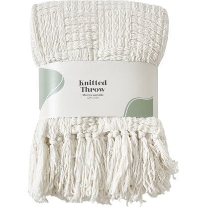 Chunky Knitted Throw White Each