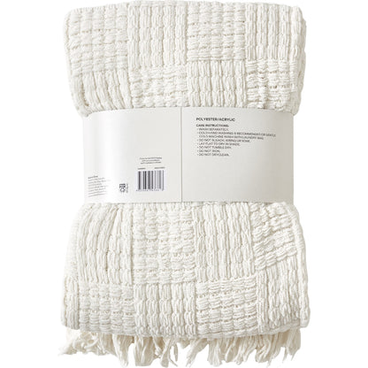Chunky Knitted Throw White Each