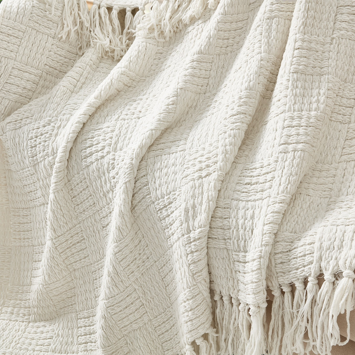 Chunky Knitted Throw White Each