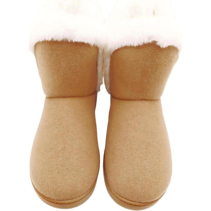 Ladies Faux Fur Collar Boots Tan Size 7/8 Each