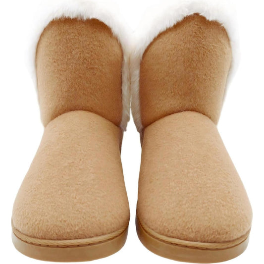 Ladies Faux Fur Collar Boots Tan Size 11/12 Each