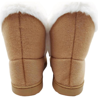 Ladies Faux Fur Collar Boots Tan Size 11/12 Each