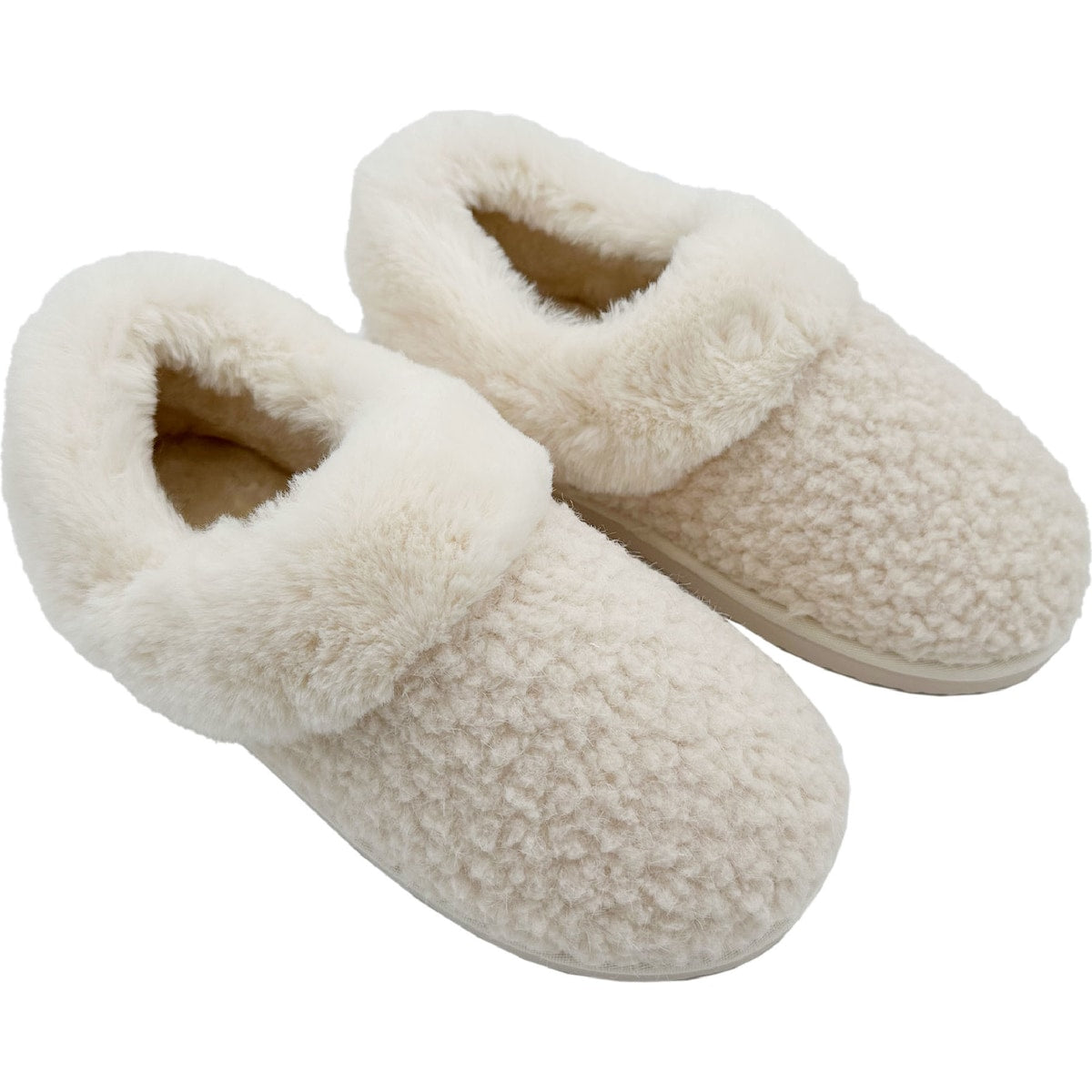 Ladies Moccasin Faux Fur Slippers Cream Size 9/10 Each