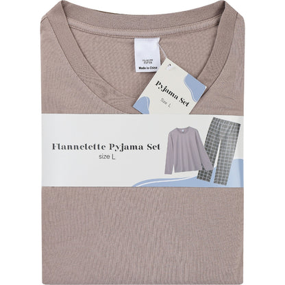 Mens Flannelette Pyjamas Beige Size L Each
