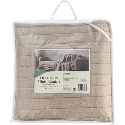 Luxe Faux Mink Blanket Beige Each