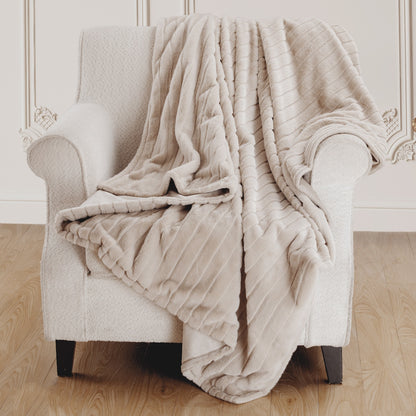 Luxe Faux Mink Blanket Beige Each