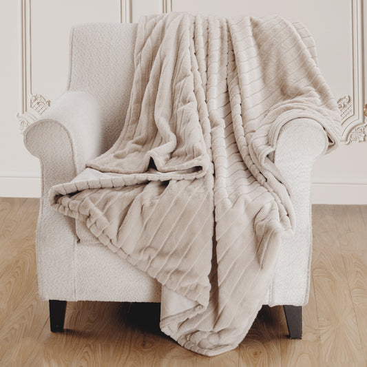 Luxe Faux Mink Blanket Beige Each
