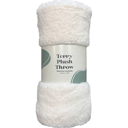 Terry Plush Throw Cream Each