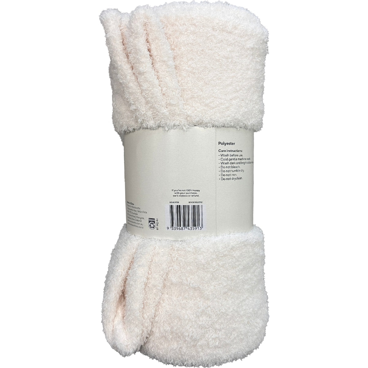 Terry Plush Throw Cream Each