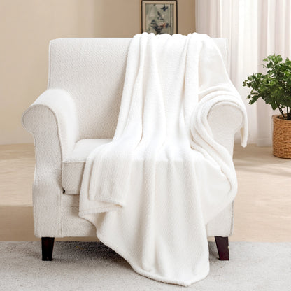 Terry Plush Throw Cream Each
