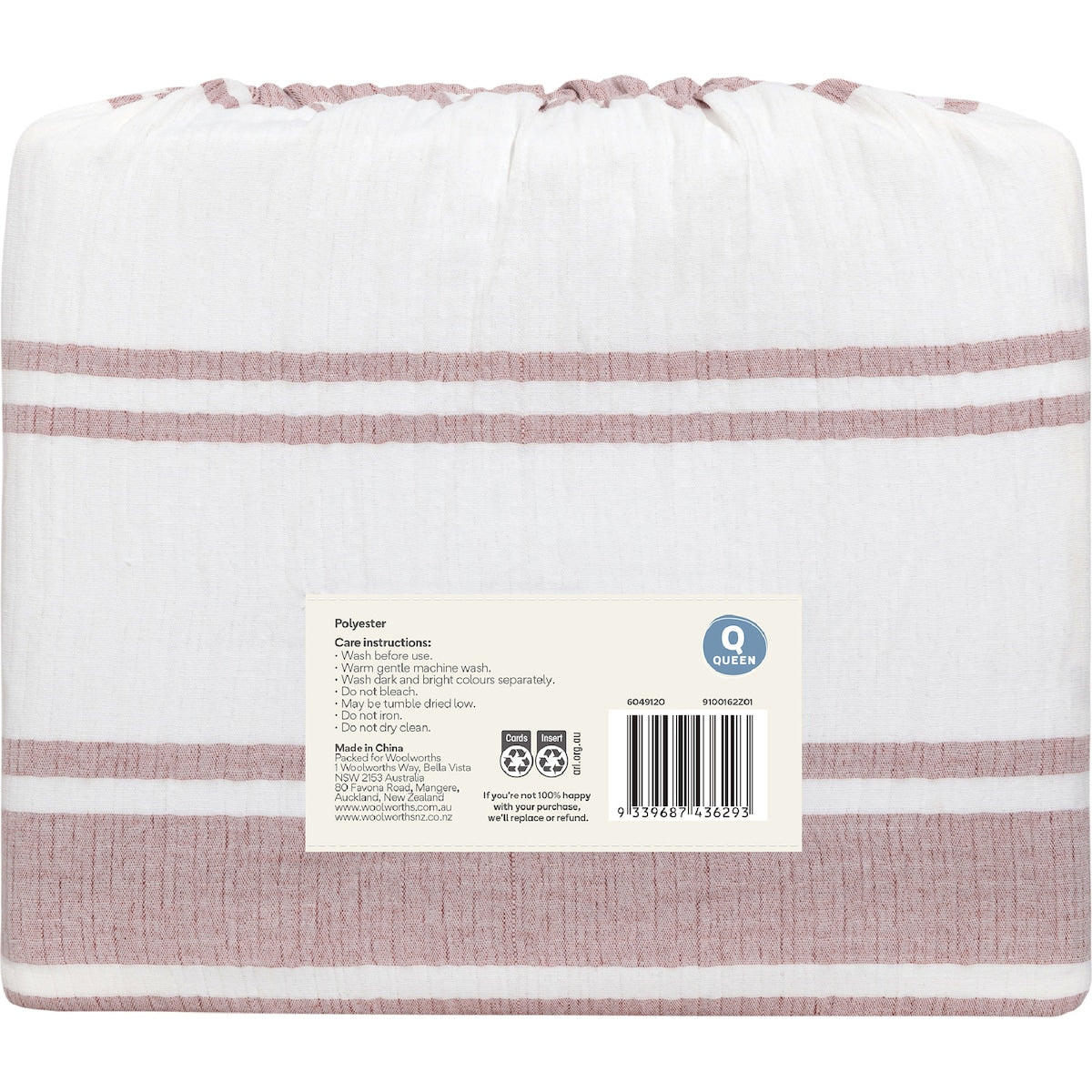 Queen Quilt Cover Set Pink Stripes Each