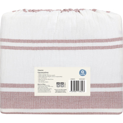 Queen Quilt Cover Set Pink Stripes Each