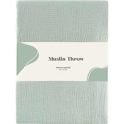 Muslin Plush Throw Green Each