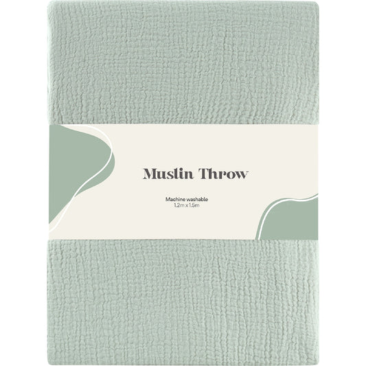 Muslin Plush Throw Green Each