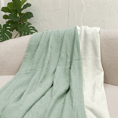 Muslin Plush Throw Green Each