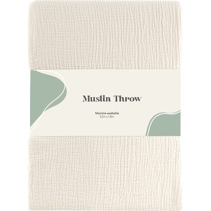 Muslin Plush Throw Cream Each