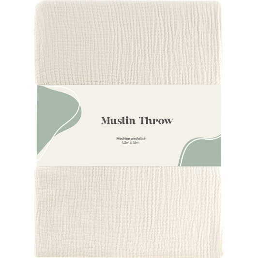 Muslin Plush Throw Cream Each