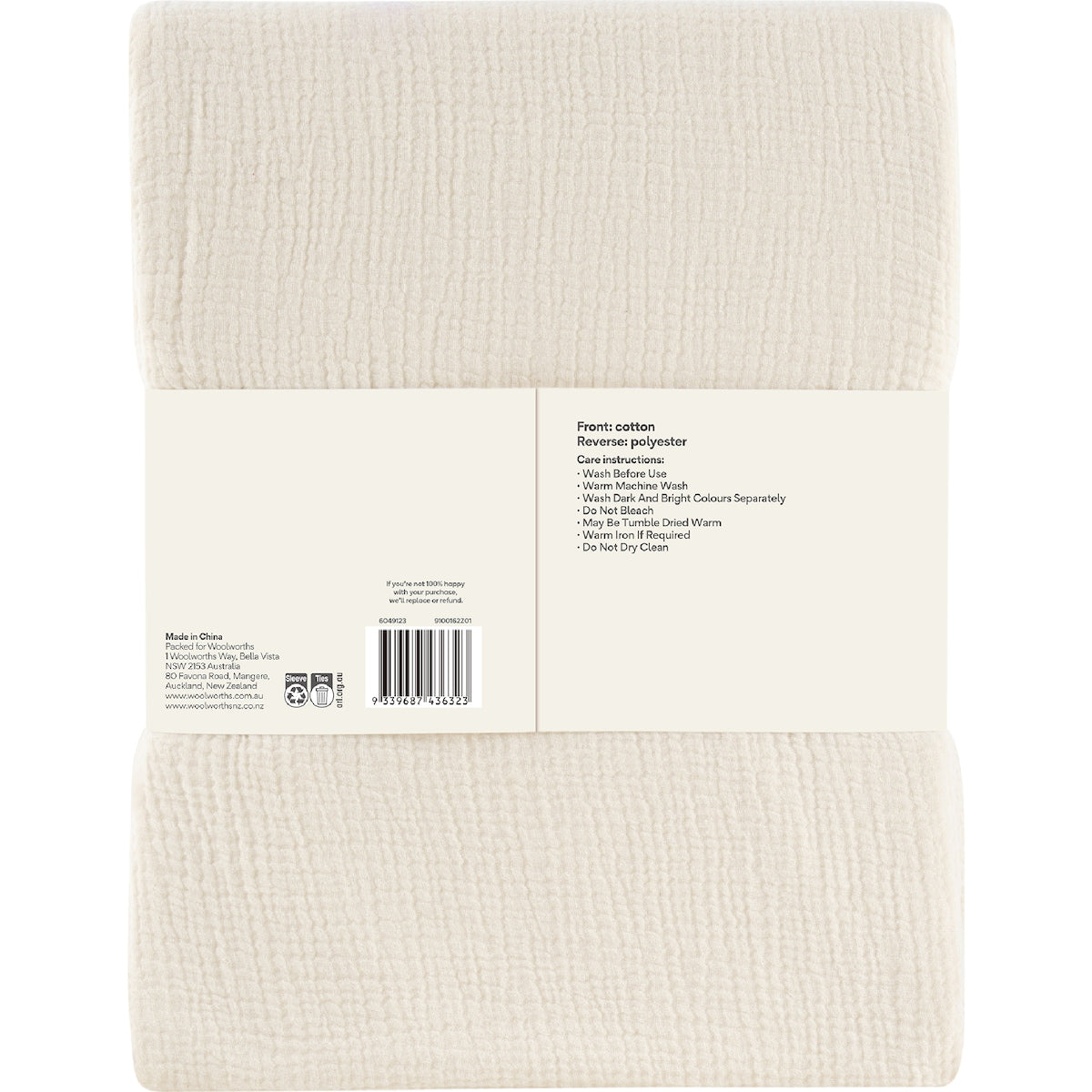 Muslin Plush Throw Cream Each
