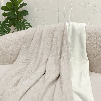 Muslin Plush Throw Cream Each