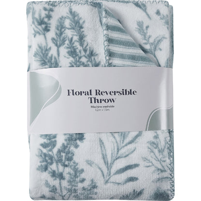 Floral Reversible Throw Green Each
