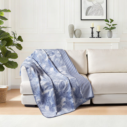 Floral Reversible Throw Blue Each