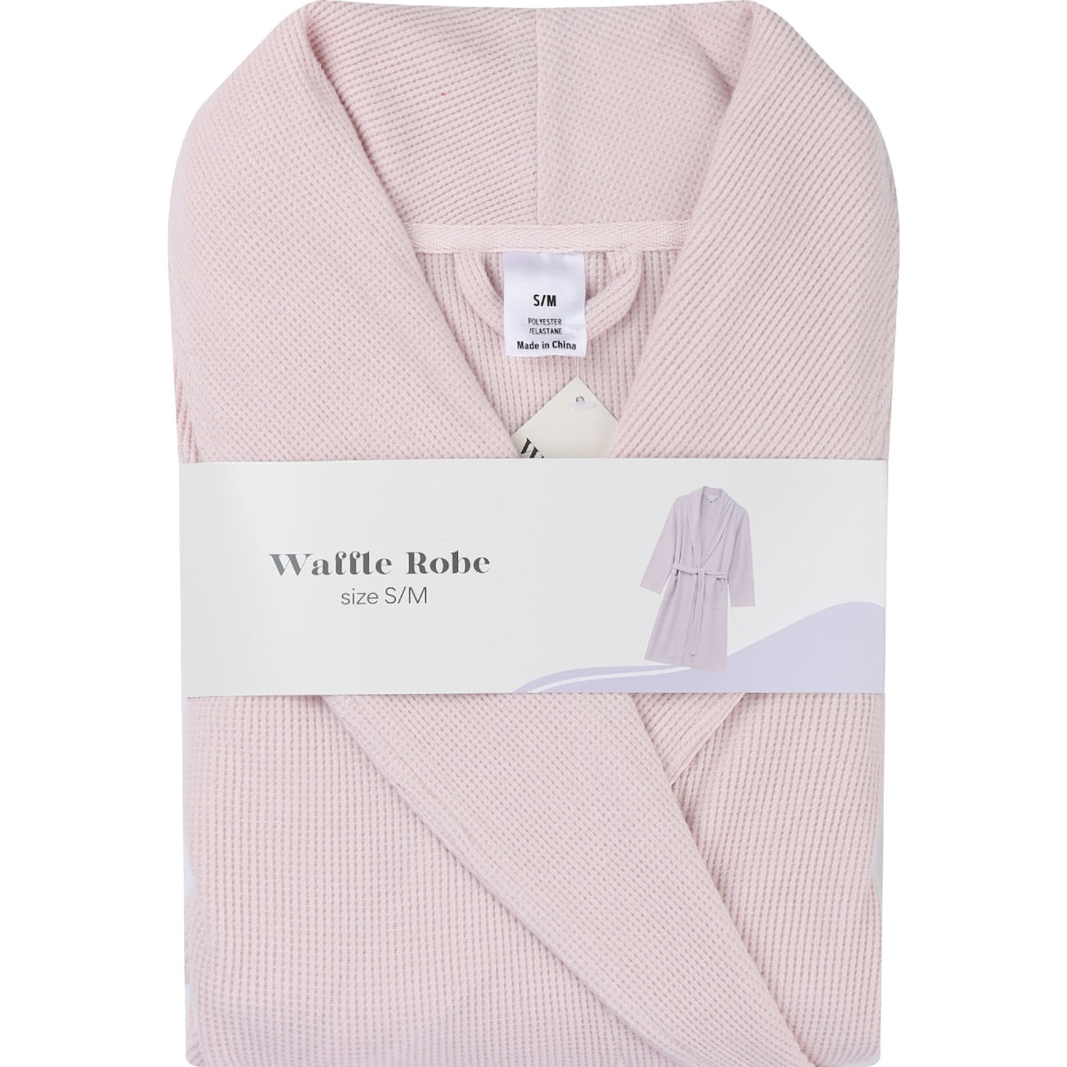 Ladies Waffle Robe Pink Size S/m Each