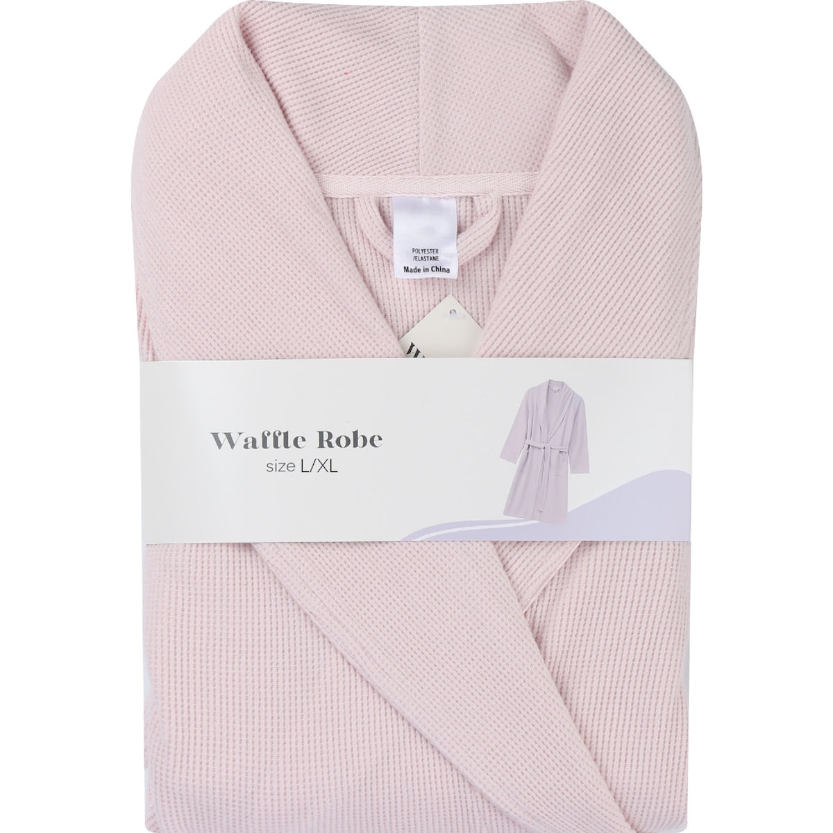Ladies Waffle Robe Pink Size L/xl Each