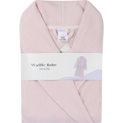 Ladies Waffle Robe Pink Size L/xl Each