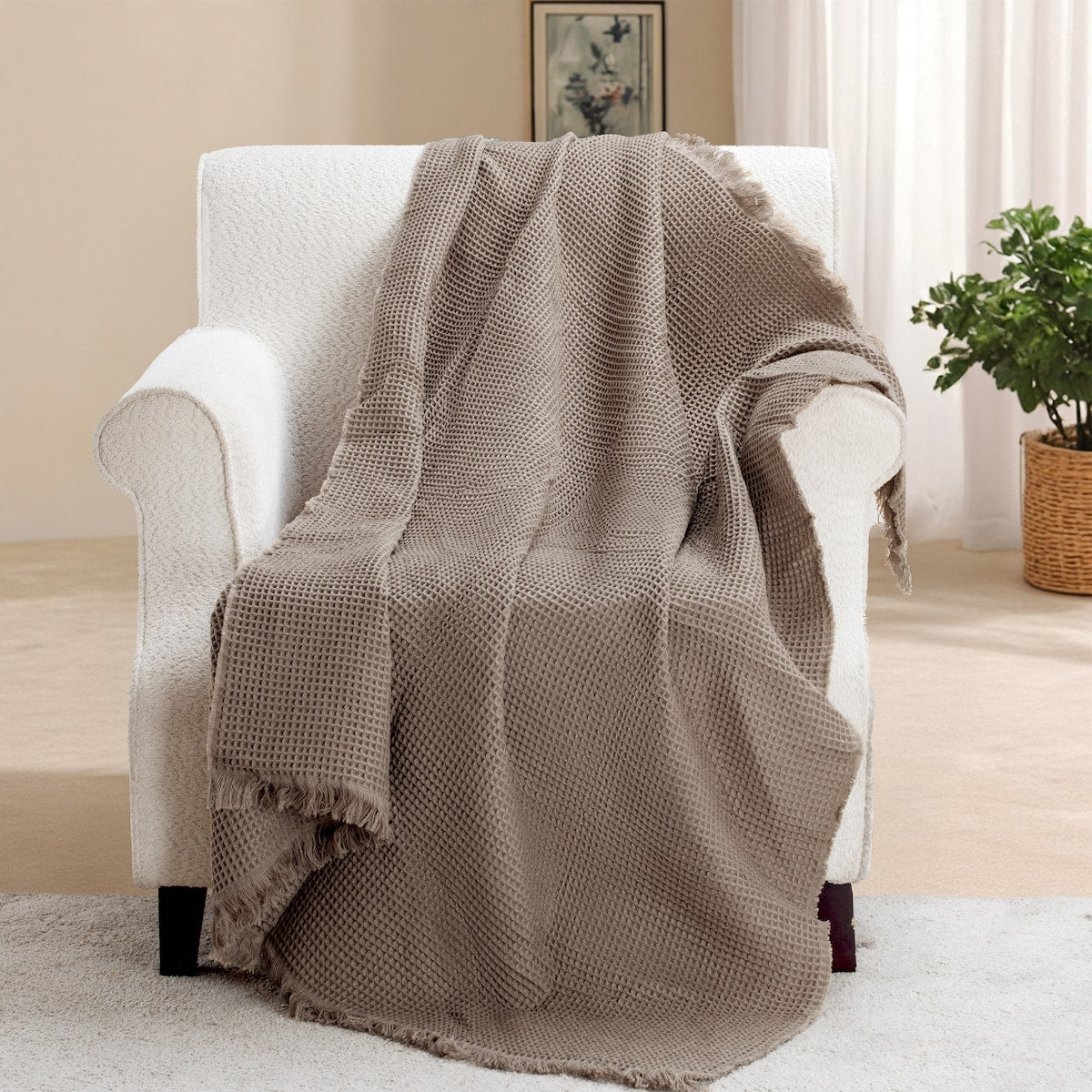 Waffle Throw Taupe Each