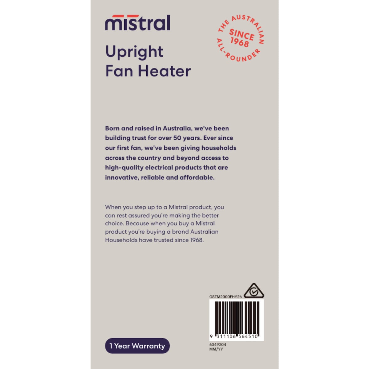 Mistral Upright Fan Heater Each