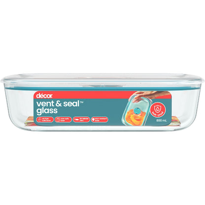 Decor Vent & Seal Glass Container 800ml Each