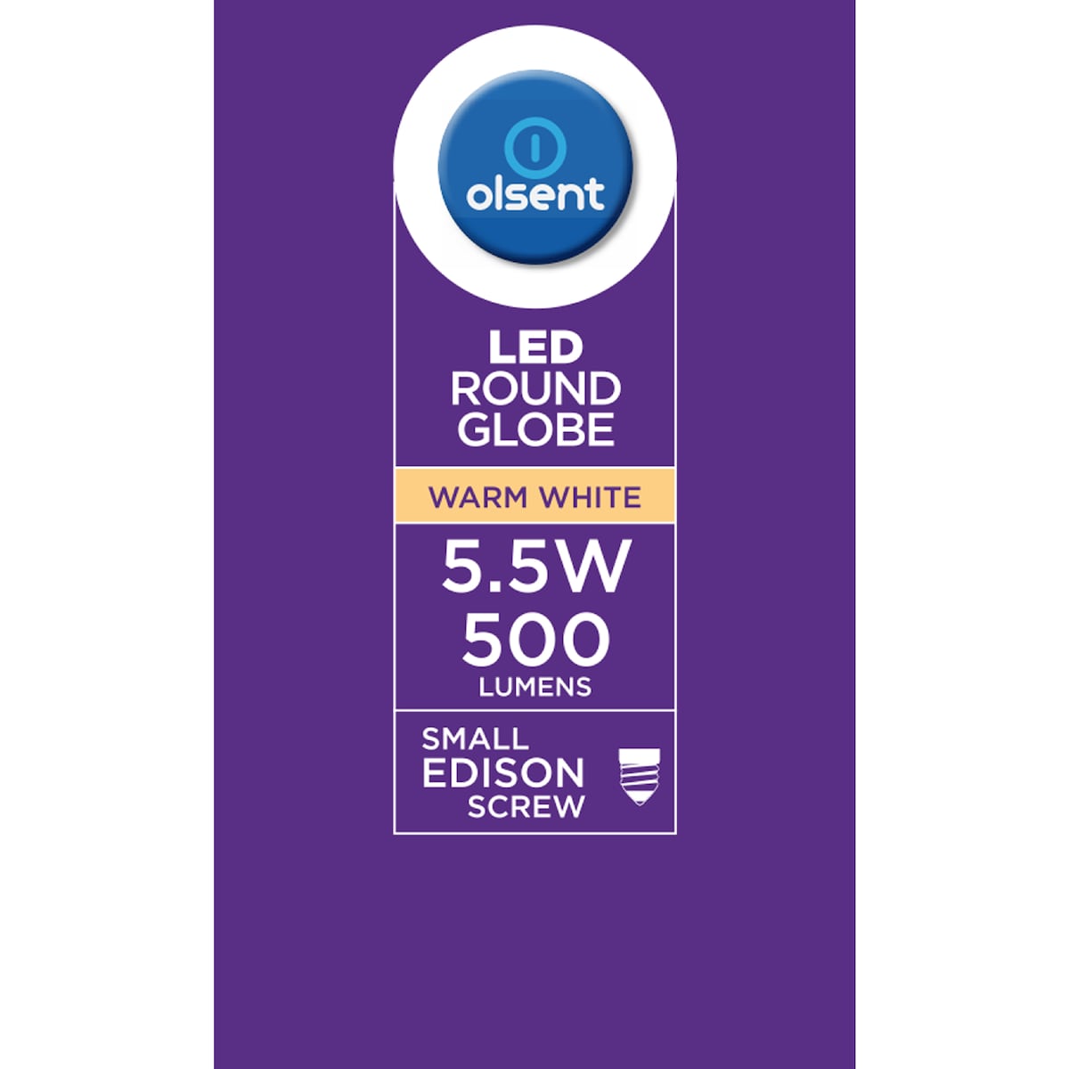 Olsent Led Round Globe Es 5.5w 500lm Warm White 2 Pack