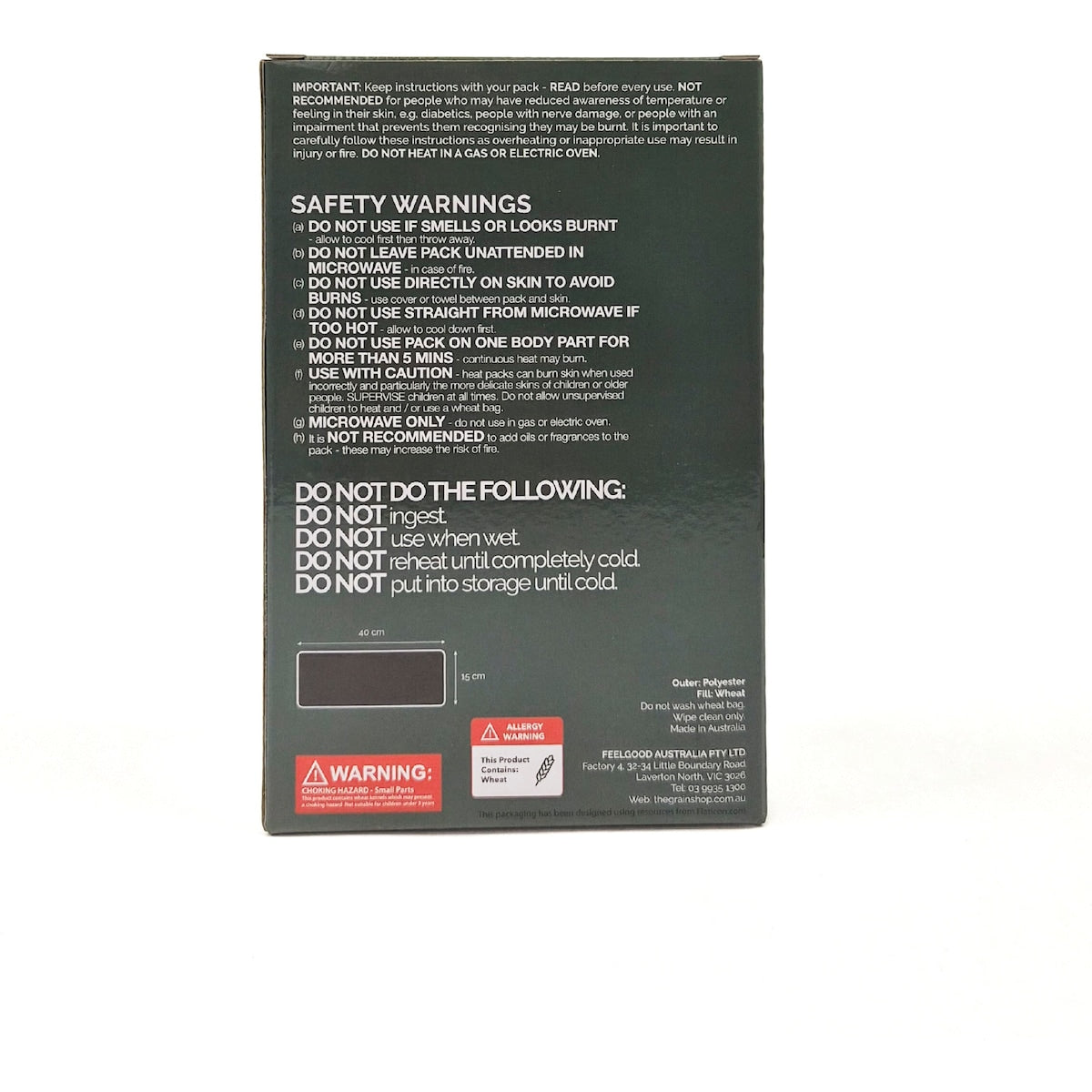 Feelgood Australia Heat Wheat Bag Charcoal Each
