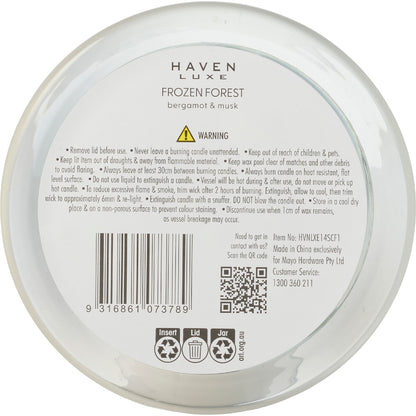 Haven Luxe Frozen Forest Soy Candle Bergamot & Musk Each