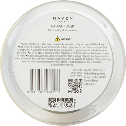 Haven Luxe Radiant Dusk Soy Candle Freesia & Amber Each