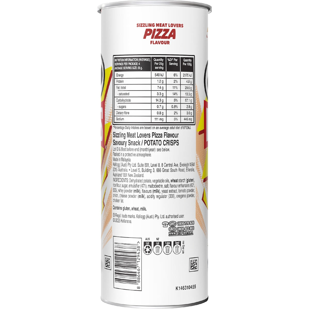 Pringles Sizzling Meat Lovers Pizza Potato Chips 118g