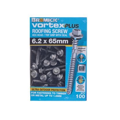 Bremick Vortex Plus Roofing Screw - 6.2 x 65mm - 100 Pack