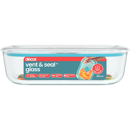 Decor Vent & Seal Glass Container 650ml Each