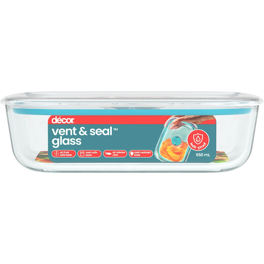 Decor Vent & Seal Glass Container 650ml Each