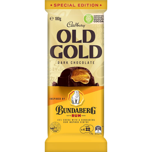 Cadbury Old Gold Bundaberg Rum Chocolate Block 180g