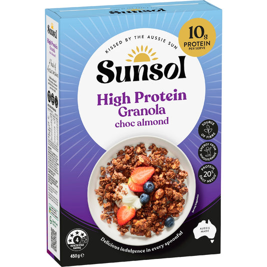 Sunsol High Protein Granola Choc Almond 450g