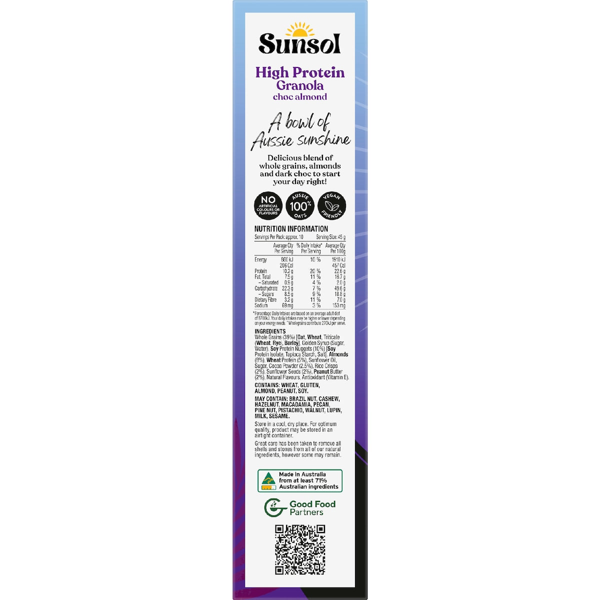 Sunsol High Protein Granola Choc Almond 450g