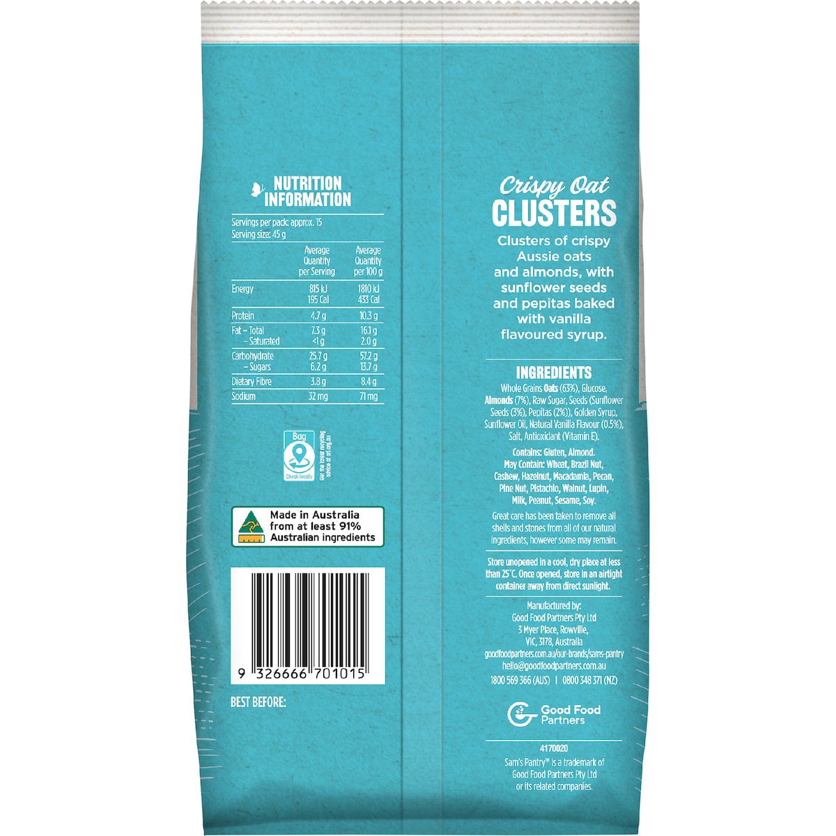 Sams Pantry Clusters Vanilla Almond 700g
