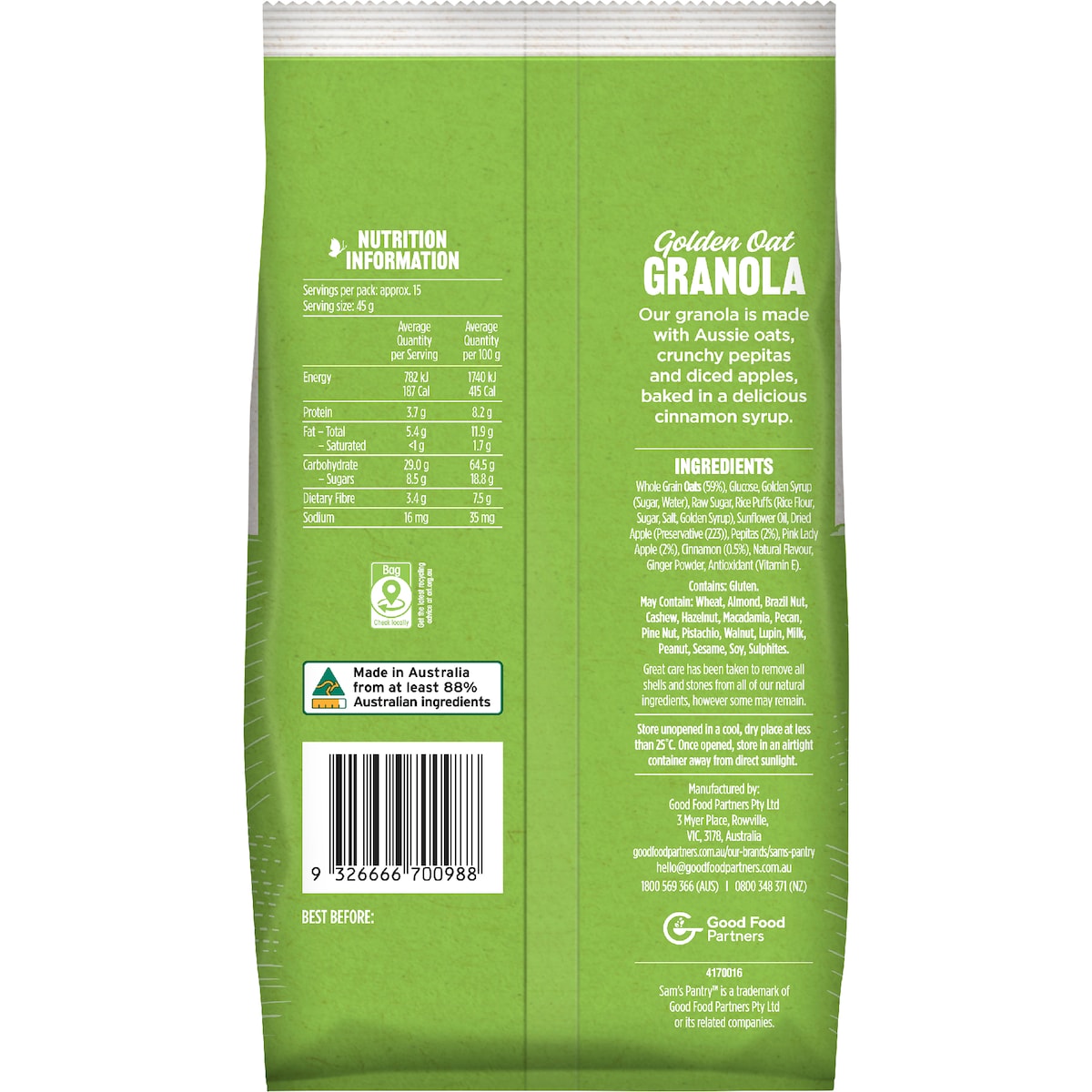 Sams Pantry Granola Pink Lady Apple & Cinnamon 700g