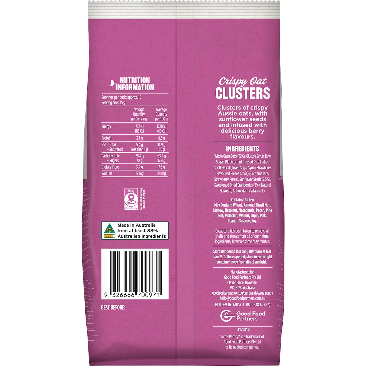 Sams Pantry Clusters Berry Crumble 700g