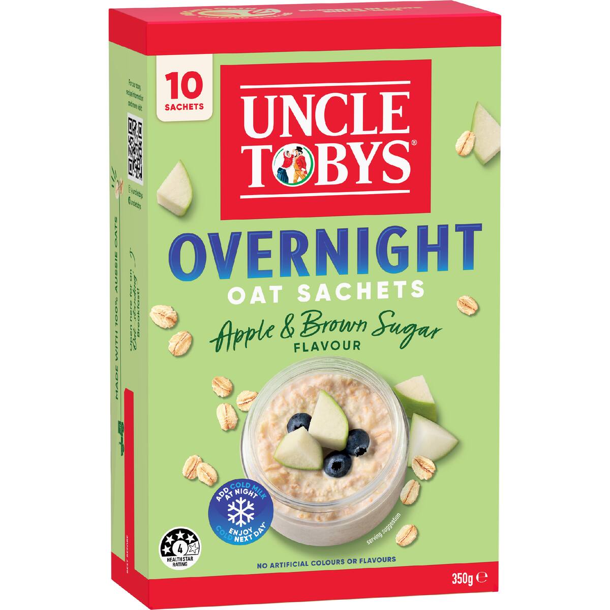 Uncle Tobys Overnight Oat Sachets Apple & Brown Sugar 10 Pack