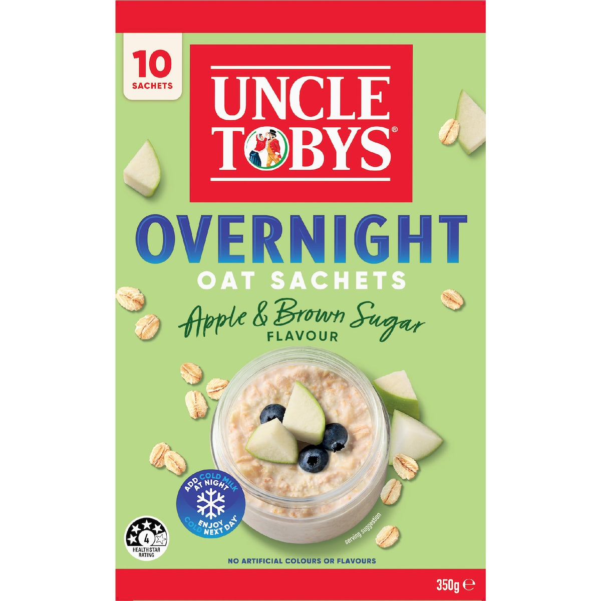 Uncle Tobys Overnight Oat Sachets Apple & Brown Sugar 10 Pack