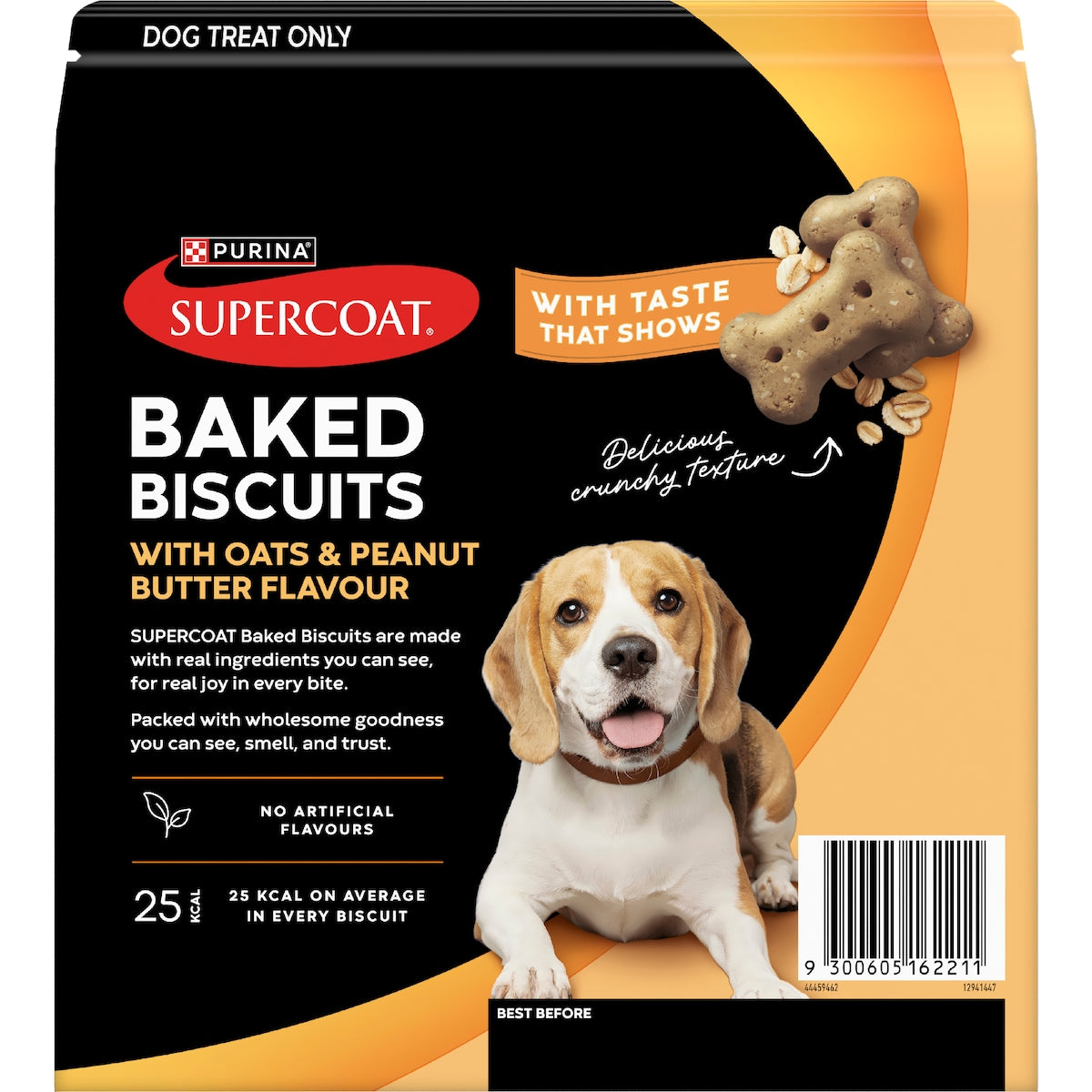 Supercoat Baked Biscuits Dog Treats With Oats & Peanut Butter Flavour 400g