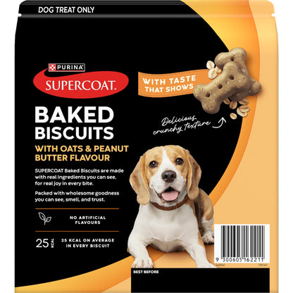 Supercoat Baked Biscuits Dog Treats With Oats & Peanut Butter Flavour 400g